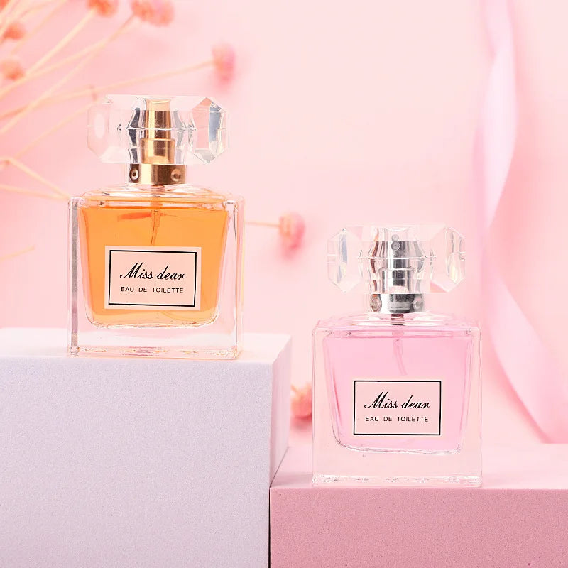 Women's Musk Perfume Spray with Jasmine and Fruity Scent References, Pink or Orange 45ml and Six 50ml Option Labels for Personal Fragrance and Gifts