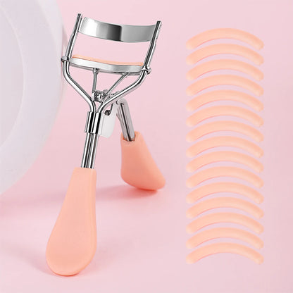 Stainless Steel Eyelash Curler with 15 Silicone Pads, Portable Lash Curling Tool in Seven Color Options for Everyday Makeup and Travel Beauty Kits