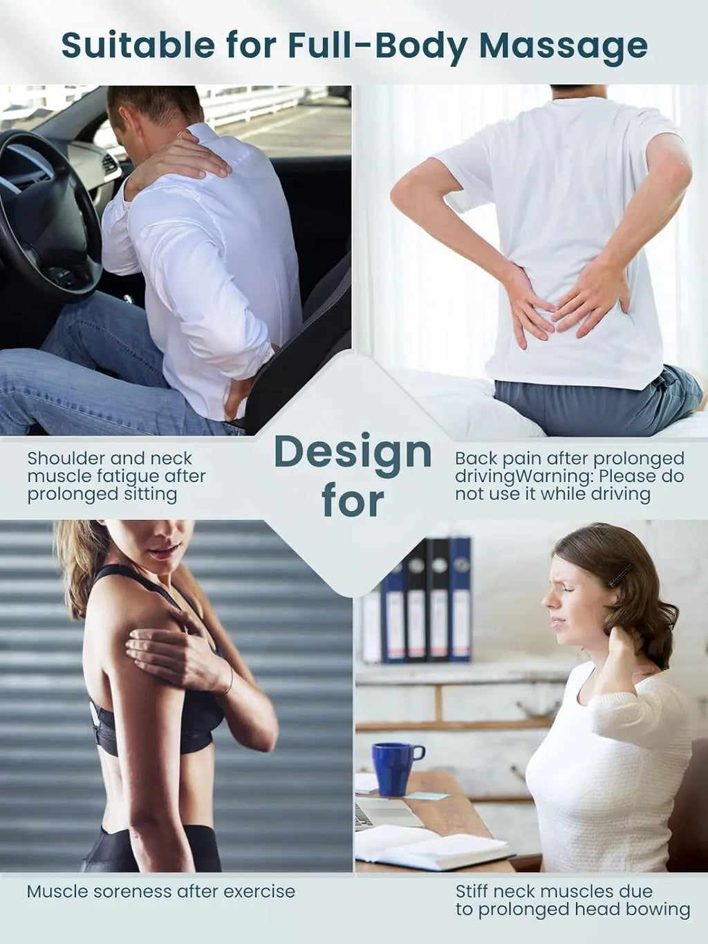 U-Shape Neck and Shoulder Massager with Heat and Reversible Shiatsu-Style Kneading, Four-Button Black or Black Gray Styles with US or EU Plug Options for Adult Relaxation