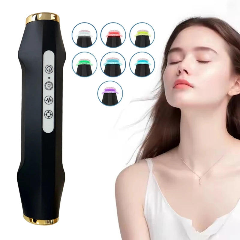 Rechargeable Facial Bubble Pen, 106g Handheld Beauty Device with Five Vibration and Spin Intensity Levels, Eight LED Modes and With Box or No Box Options
