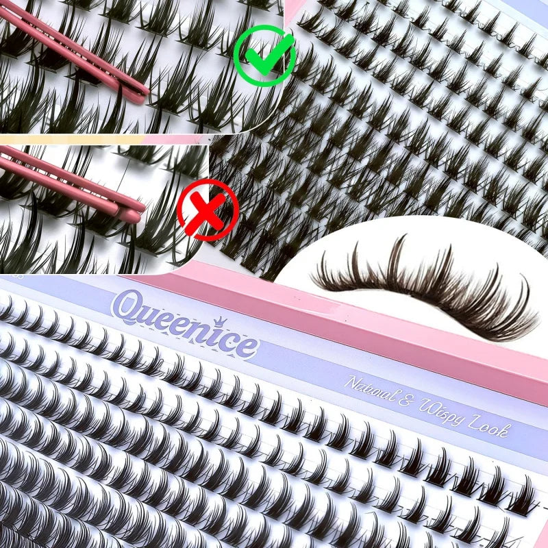 Manga Anime Lash Clusters with Wispy D Curl and 8–16mm Lengths, Reusable Individual False Eyelashes in Style F-Fairy lash c for Adult Makeup Looks