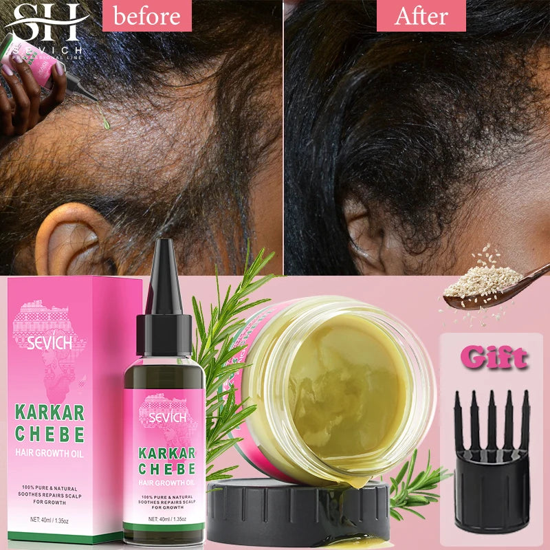 Hair Care Oil and Cream Options with Karkar, Chebe, Batana and Rosemary References, Single 40ml Oil, Single 60g Cream or Set and gift for Cosmetic Grooming