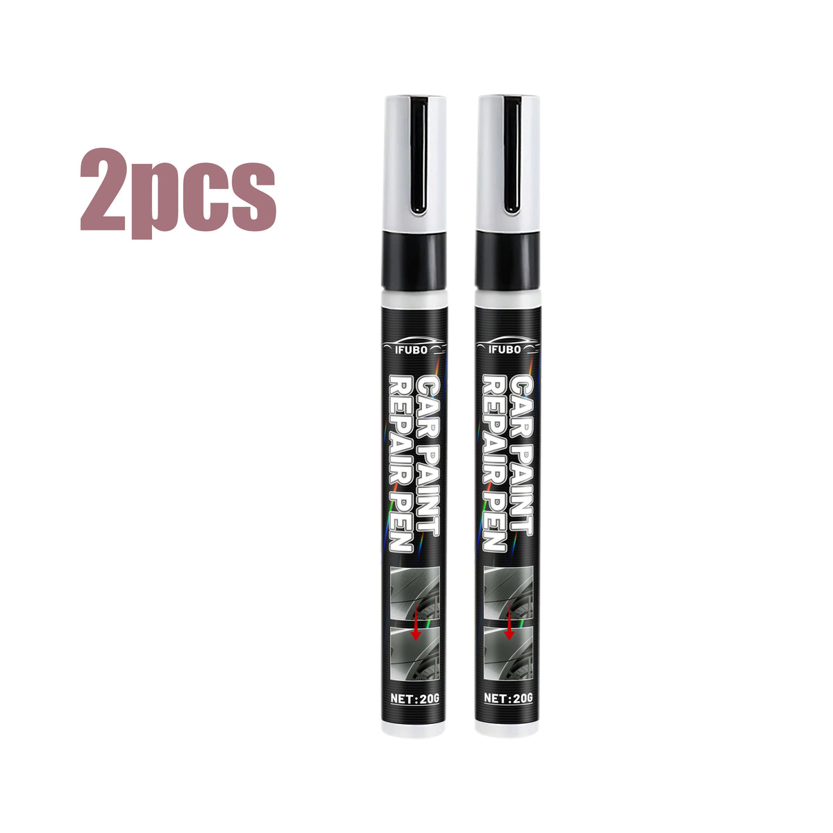 Car Paint Touch Up Pen for Small Cosmetic Paint Marks and Localized Automotive Detailing, WHITE Color Label and 1pc or 2pcs Quantity Selections