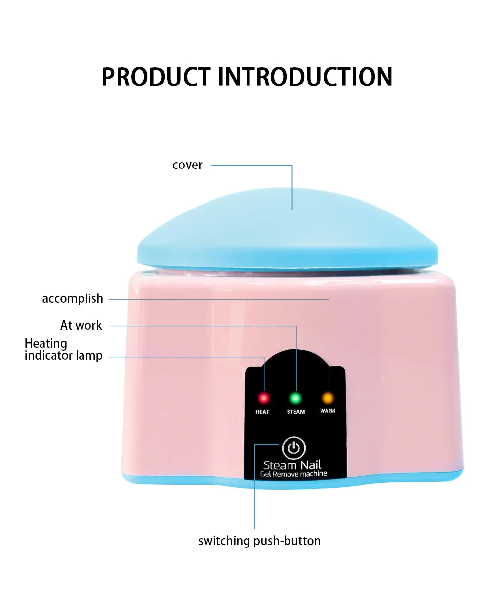 Electric Steam Gel Nail Remover with Five-Finger Use and Automatic Shutoff References, Compact Polish Removal Box for Instruction-Guided Manicure Care