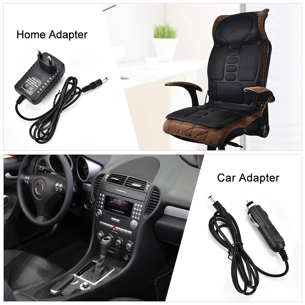 Heated Vibration Seat Massager Type B with Seven Listed Motors, Eight Modes, Three Intensity Levels and 15 or 30 Minute Timers for Home Office Relaxation