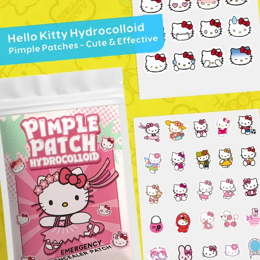 Cartoon Hydrocolloid Pimple Patches, 45PCS or 135PCS Pack Options with Hello Kitty Styling Reference for Decorative Facial Care and Personal Skincare Routines