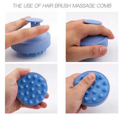 Silicone Shampoo Brush with Manual Scalp Massage Teeth, Approximate 8 x 7cm Hair Washing Tool in White, Green, Pink or Blue for Everyday Shower Hair Care