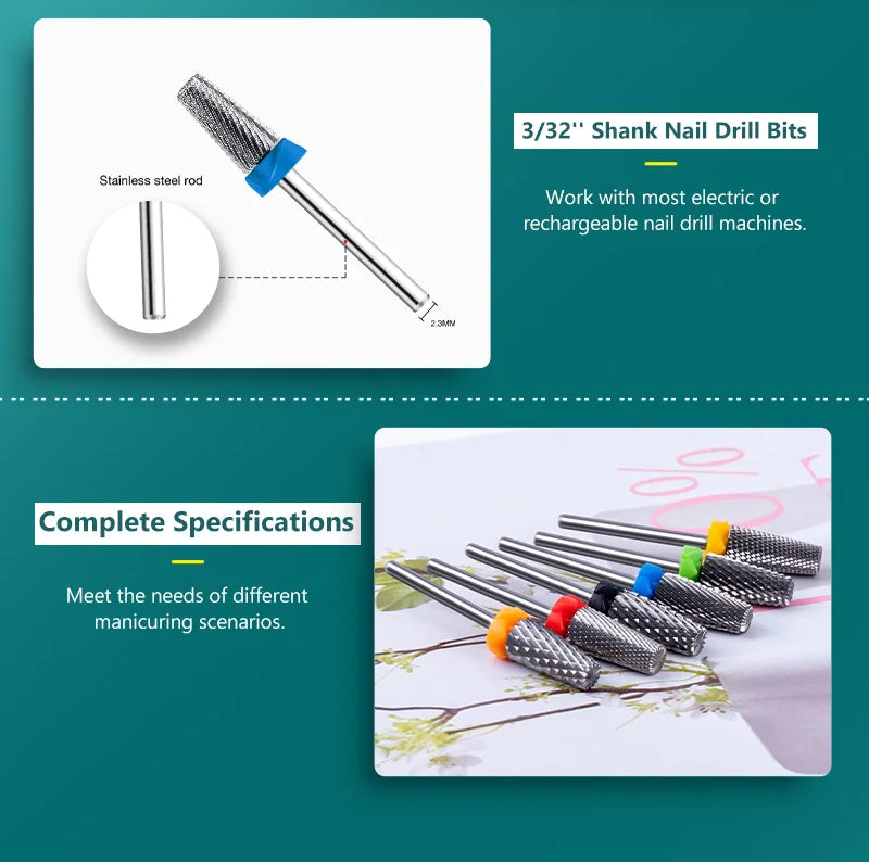 Dmoley Ceramic Nail Drill Bit, Single-Piece Manicure Milling Accessory with Storage Box and Numbered Style Options for Professional Nail Shaping and Gel Removal