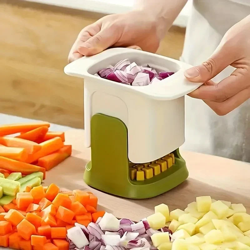Hand Pressure Vegetable Dicer, Manual Stainless Steel Grid Cutter with PP Body and Listed 1.2cm Cube Design in White or Yellow for Home Ingredient Preparation