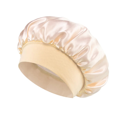 Satin Hair Bonnet with Wide Elastic Band, Single Sleep Cap in Thirteen Colors for Long or Short Hair, Nighttime Routines, Makeup and Face Washing