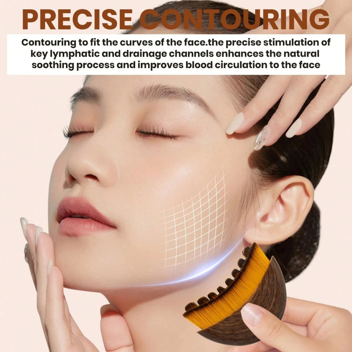 Face Massage Brush with Contour Design for Chin and Jawline Beauty Routines, A or B Selection Labels for Instruction-Guided Personal Skincare Accessories