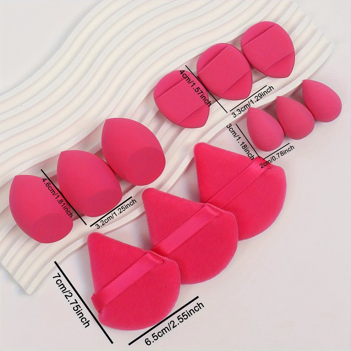 12-Piece Makeup Sponge and Powder Puff Set with Mini Air Cushion Puff and Beauty Egg References, 18 Color and Style Labels for Adult Cosmetic Application