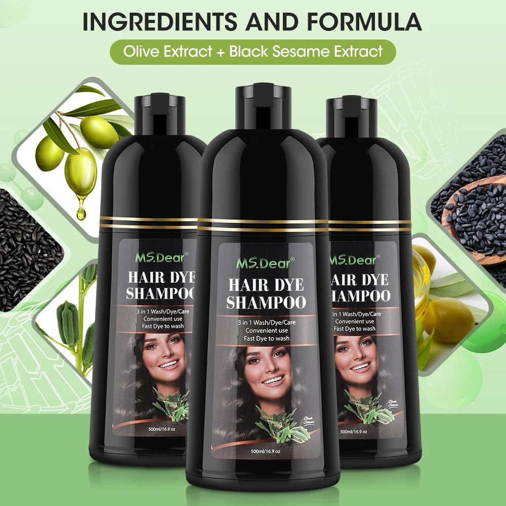 Black Hair Dye Shampoo for Adult Gray Coverage, Listed 500ml Options for Men and Women Seeking At-Home Black Hair Color with Shampoo-Style Application