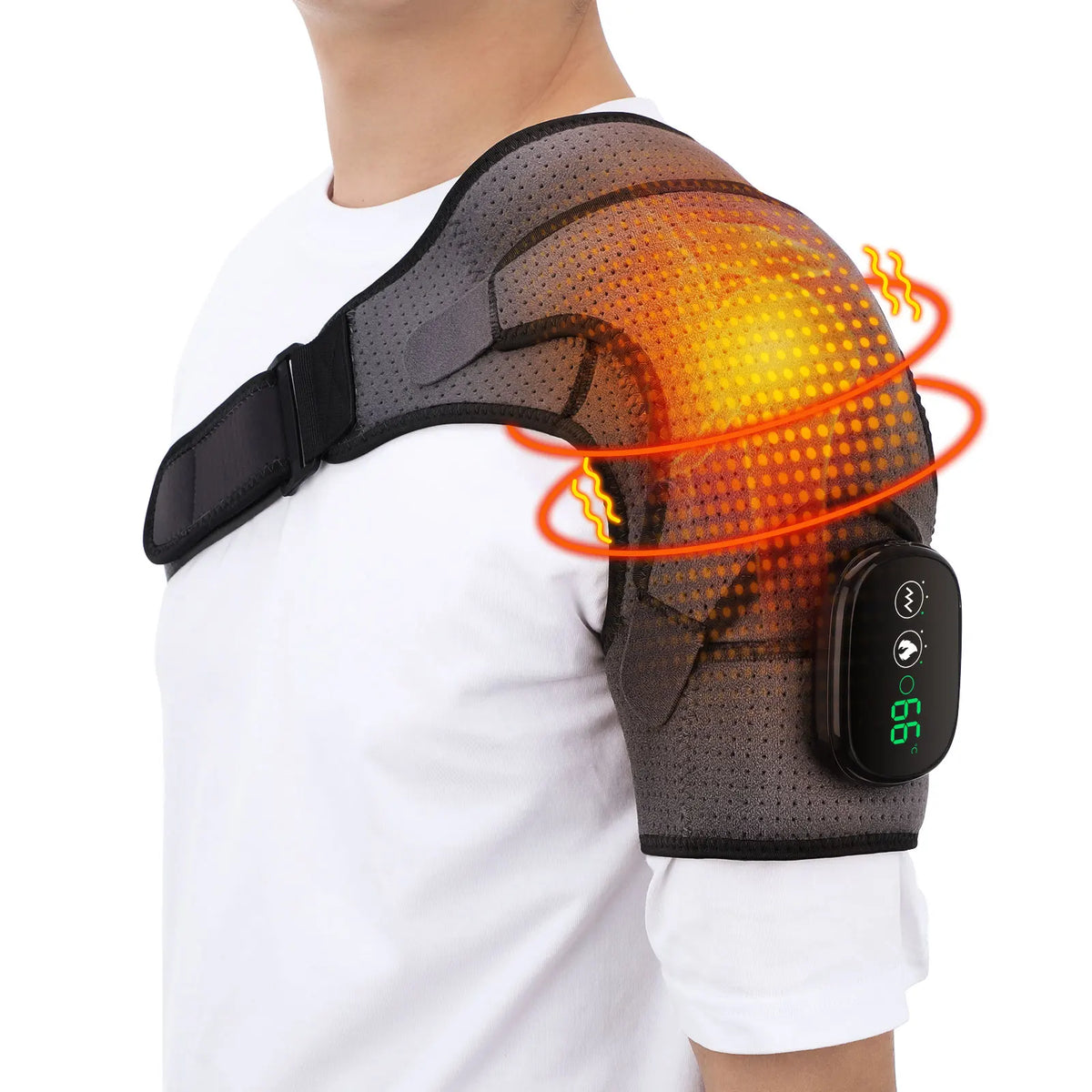 Thermal Shoulder Massage Belt with Adjustable Heating, Shoulder Brace Format and Multiple Belt, APP-Labeled and Red Light Options for Home Relaxation