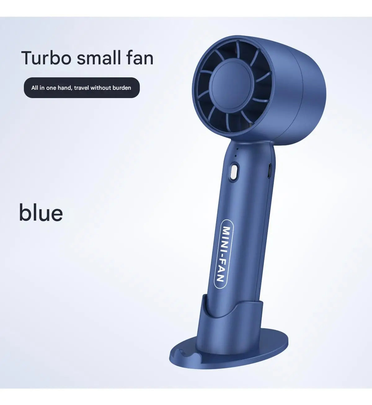 T10 Turbo Handheld Fan with USB Charging and Desktop Stand Reference, Portable Personal Airflow Fan for Desk Breaks and Travel in Blue, Pink or White