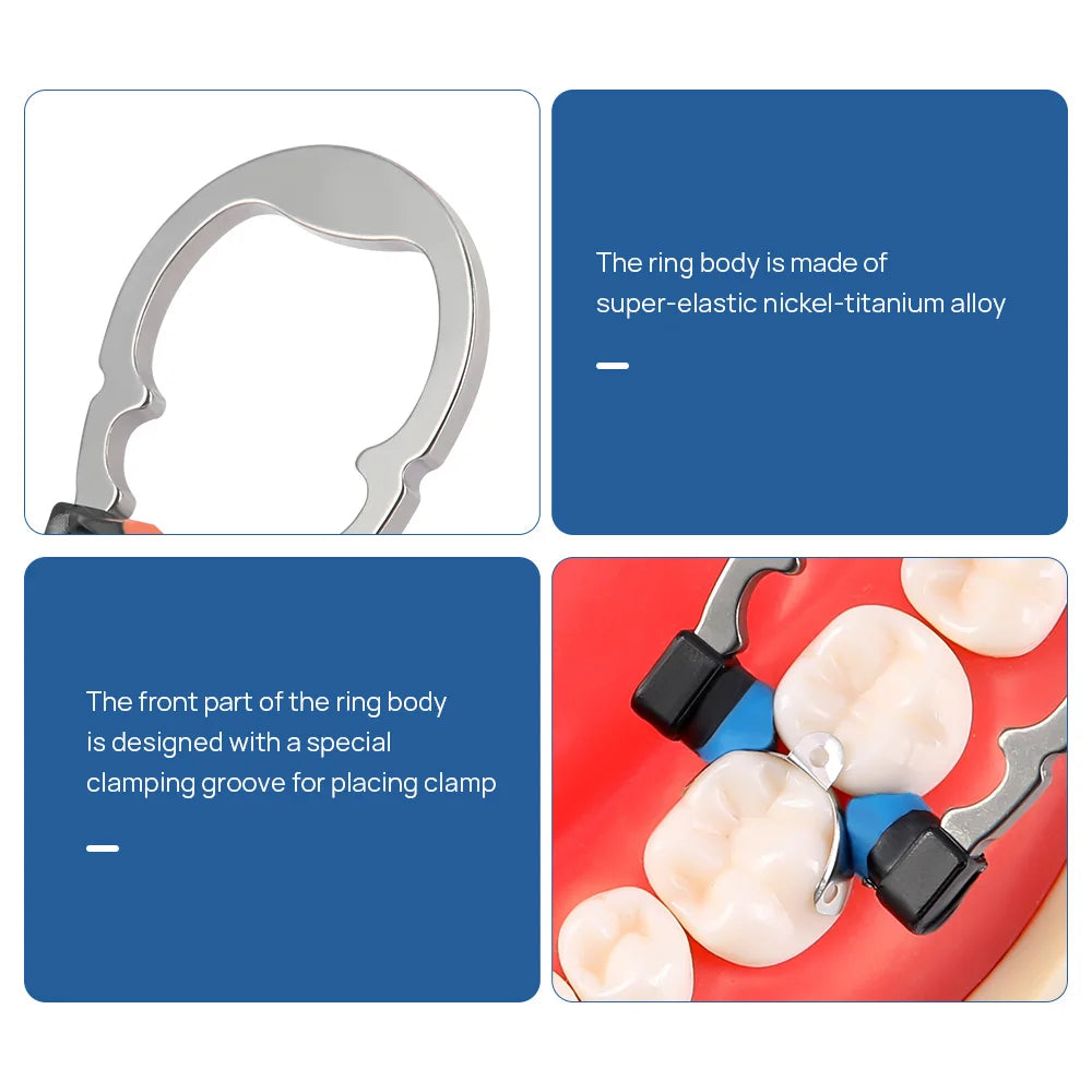 Dental Sectional Matrix Ring Options by AZDENT, Nickel-Titanium Clamping Rings with Silicone Contact Areas, Single and Combination Kit Selections