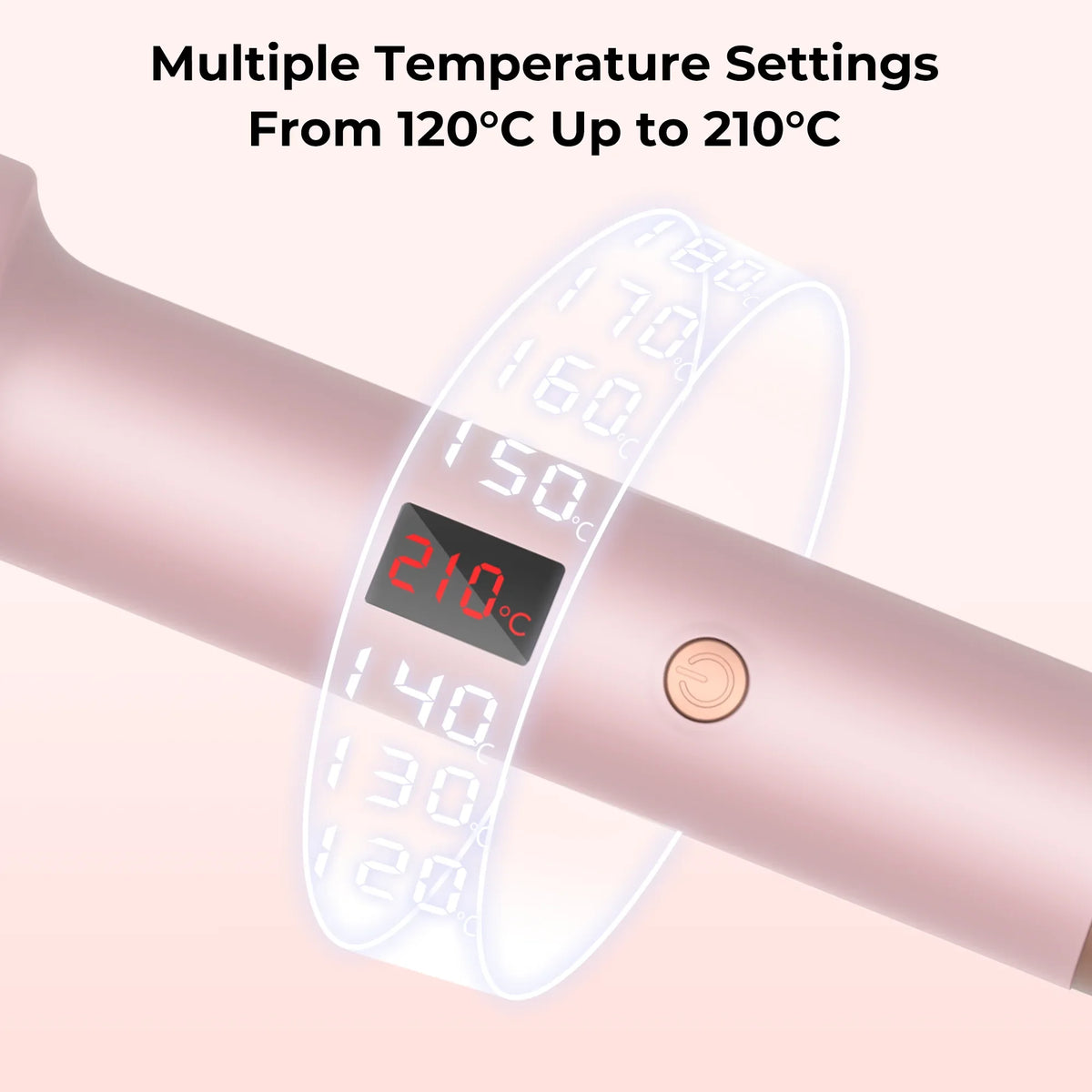 Heated Curling Brush with LCD Display and Listed 60-Minute Auto-Off, Black or Pink Thermal Hair Styler with Four Regional Plug Choices and No Hot-Air Function
