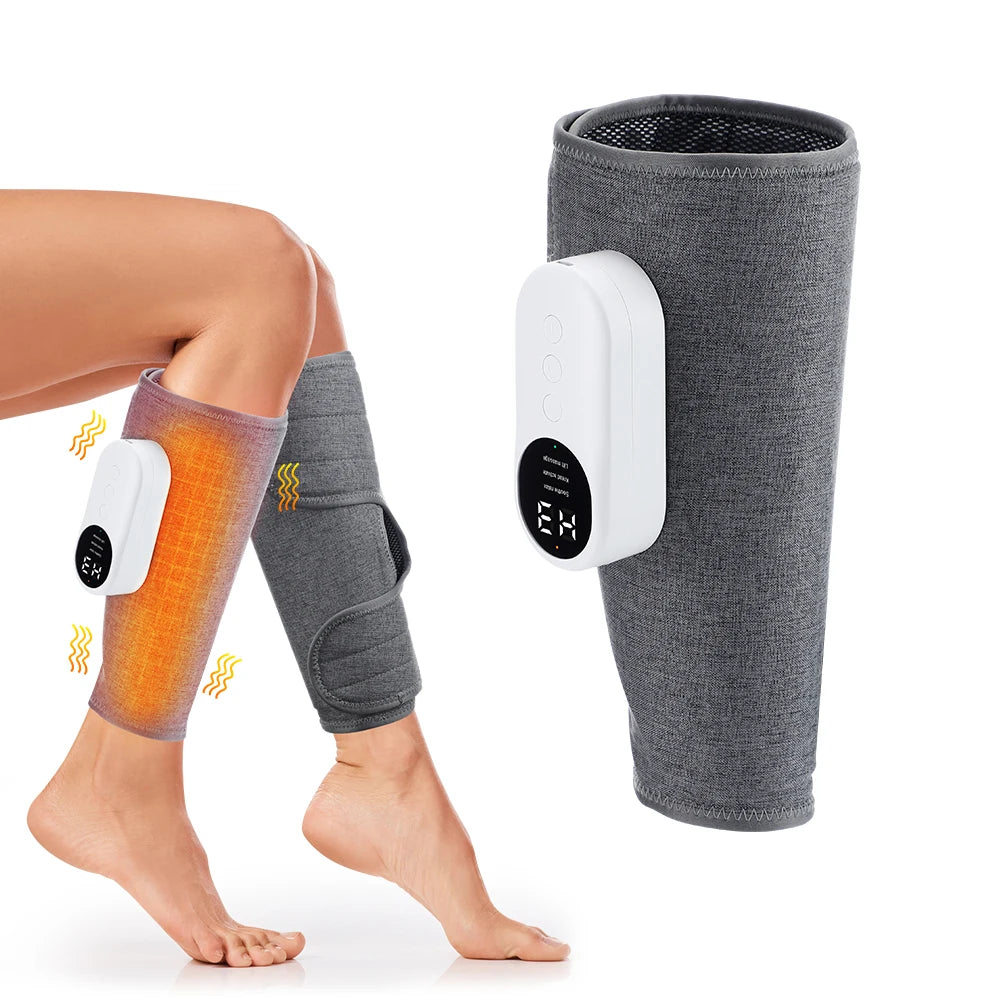 Heated Calf Compression Massager with Three Heat Settings, Three Massage Modes and Intensities, 2000mAh Battery and USB-C Charging in Single or Pair Options
