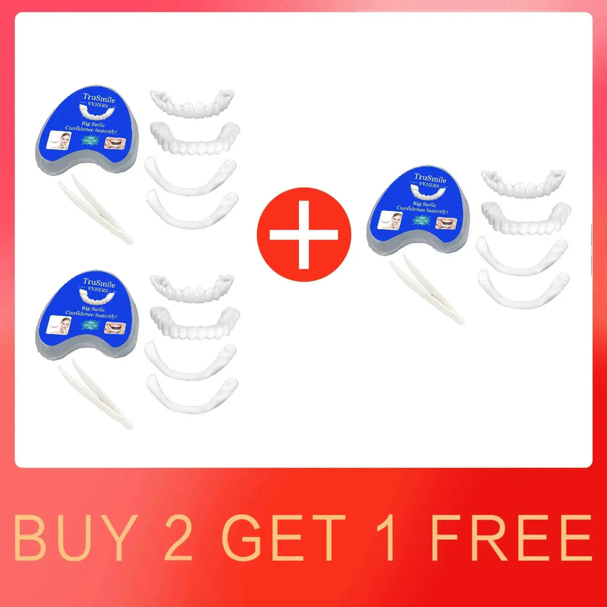 Silicone Denture-Style Teeth Covers with Single-Piece and Bundle Purchase Labels, Temporary Simulated-Teeth Appearance Reference Requiring Professional Fit Review
