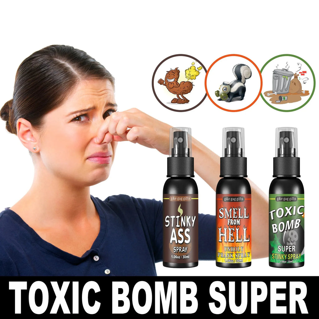 Fart Spray Novelty Liquid with Listed 30ml Pump-Action Bottle, Gag Gift Selection in A, B and C Single-Piece Labels or D Three-Piece Option