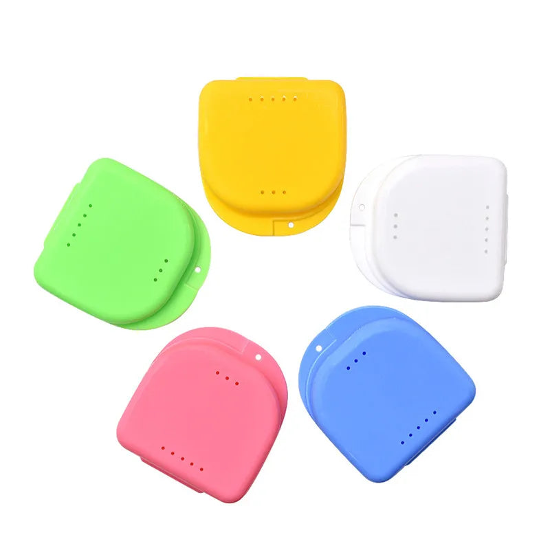Vented Dental Storage Cases 50-Pack, Denture and Retainer Boxes with Seven Single-Color Choices or Random Mixed Colors for Compatible Removable Appliance Storage