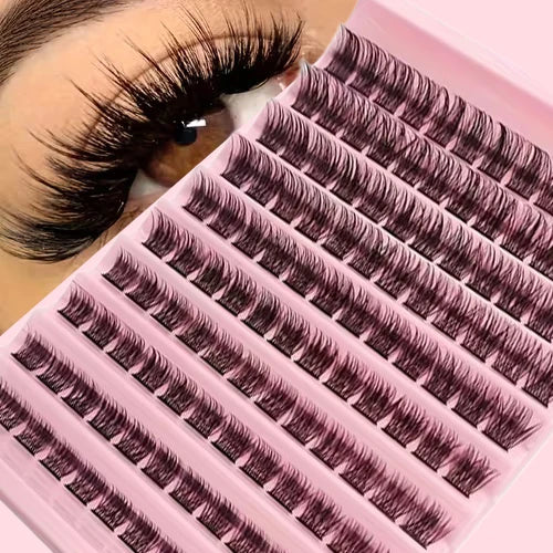 168-Piece Lash Cluster Set with Listed 9–16mm Mixed Lengths and 0.07mm Thickness, D and DD Curl References for Custom Eye Makeup Styling