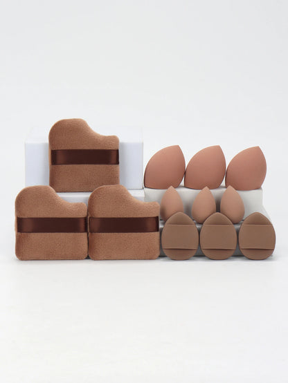 12-Piece Makeup Sponge and Powder Puff Set with Mini Air Cushion Puff and Beauty Egg References, 18 Color and Style Labels for Adult Cosmetic Application