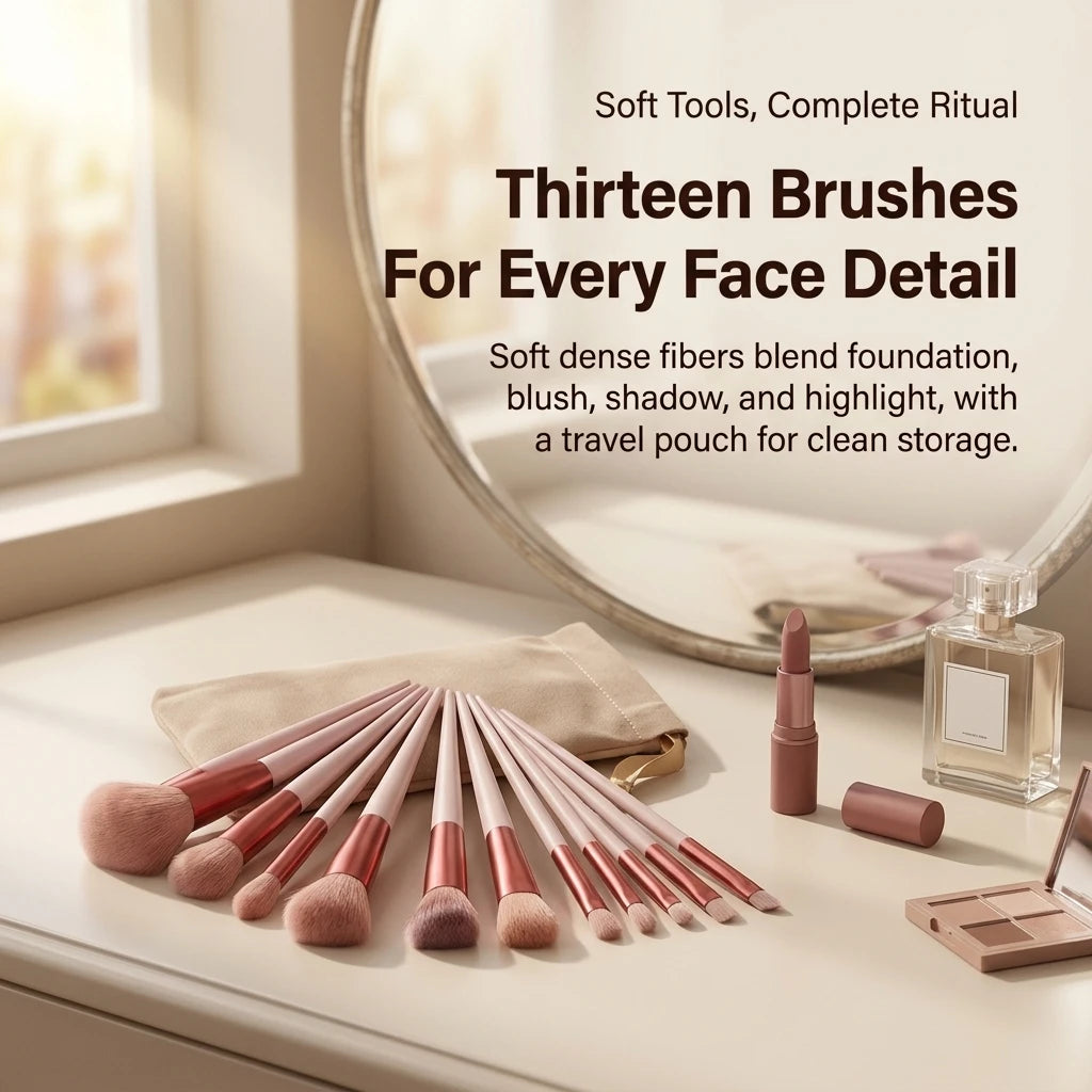 Synthetic Makeup Brush Set with Soft Fibers, Plastic Handles and Aluminum Ferrules, Color Choices and Select Bag Options for Foundation, Eyeshadow and Blush