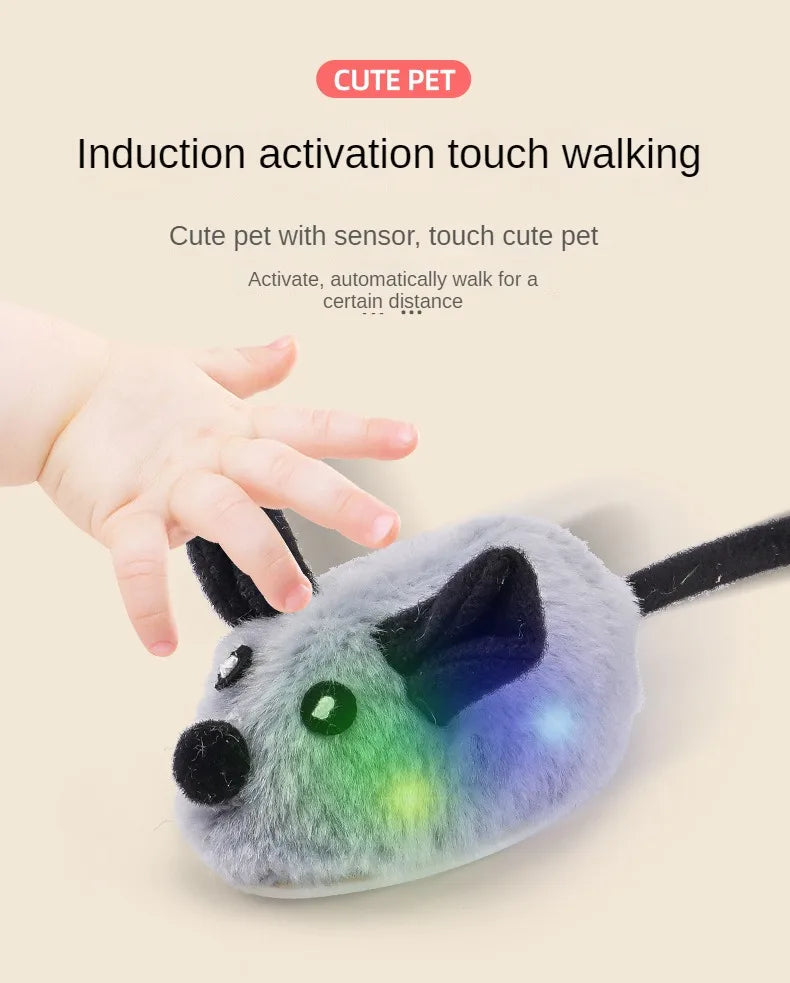 Electric Mouse Cat Toy with Touch-Sensing Wording, Grey, Yellow or Blue Rat Colors and Rechargeable, Remote-Controlled or XXL Labels for Indoor Pet Play