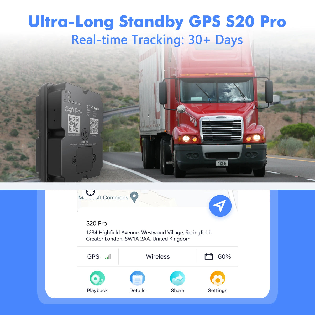 4G GPS Vehicle Tracker for Cars and Motorcycles with TrackerOne App, Included SIM Reference, Geofencing and 7500mAh Battery, Paid Service Required