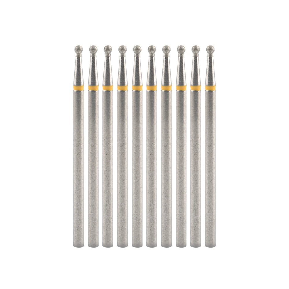 Diamond Nail Drill Bits, Listed 10-Piece Milling Accessories with 2.35mm Shanks, A-Series and Grade-Labeled Options for Professional Electric Manicure Filing