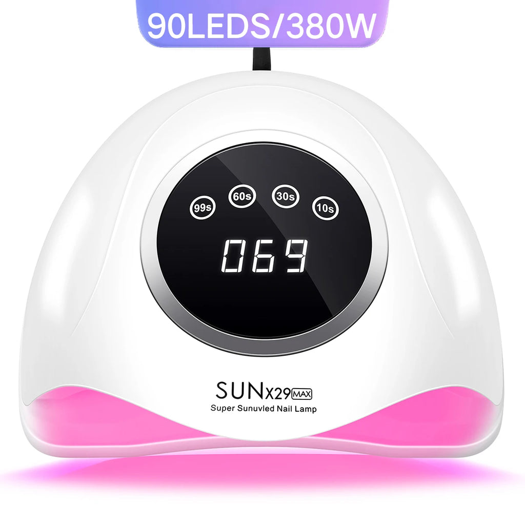 DianaBeauty Gel Curing Lamp Options with SUN X29 MAX Listed 90 LEDs, Infrared Sensor and Four Timers, Nine Model Labels and US, EU, AU or UK Plug Choices