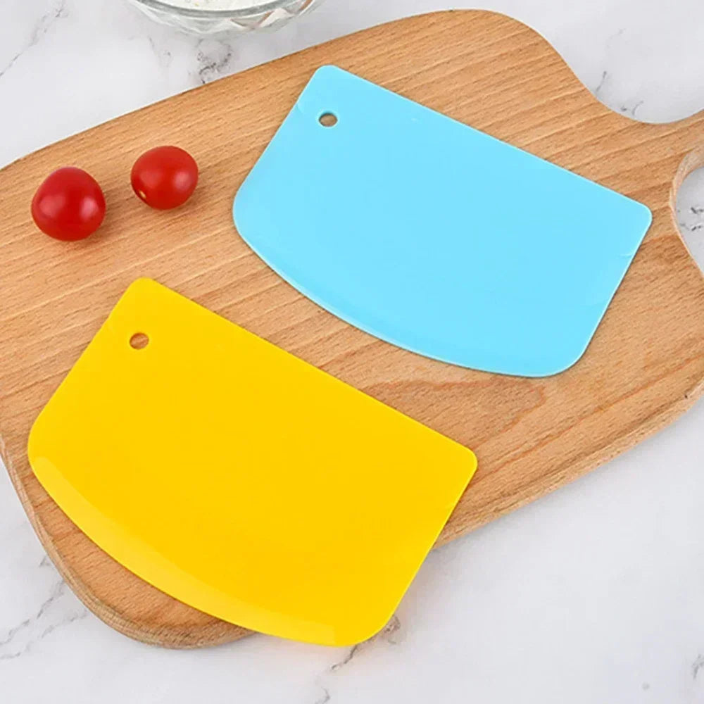 Plastic Dough Scraper in White or Blue, Single Pastry Cutter and Baking Spatula for Bread Dough, Pizza Prep, Cookie Mixtures and Fondant Kitchen Tasks