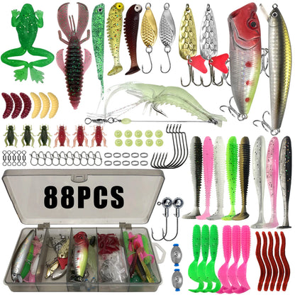 Fishing Lure Kit for Trout, Pike and Bass, Multi-Lure Tackle Selection with Layered Box Reference and Six Model Options for Recreational Angling Trips