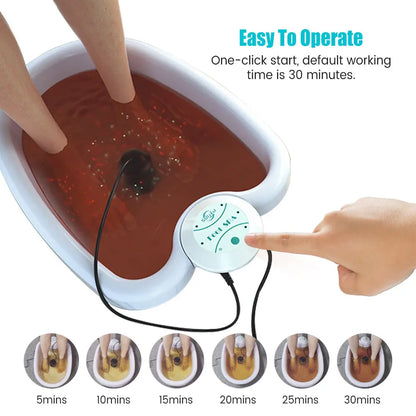 Ionic Foot Bath Machine with Basin, Electric Foot Spa Set with 30-Minute Cycle, Indicator Lights and US, EU, UK or AU Plug Options for Home Foot Care
