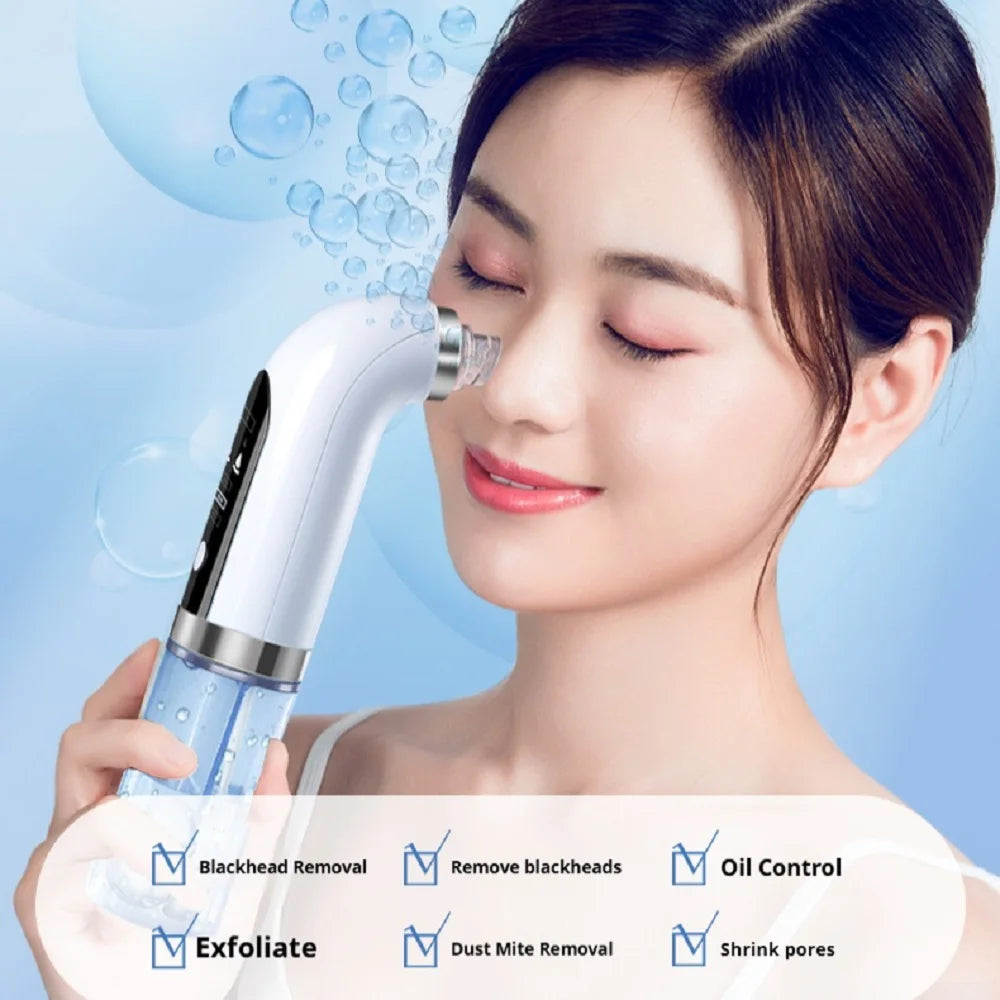 Pore Vacuum Facial Device in Ivory with Electric Micro Bubble Cleanser and USB Recharge References for Instruction-Guided Adult Personal Beauty Routines