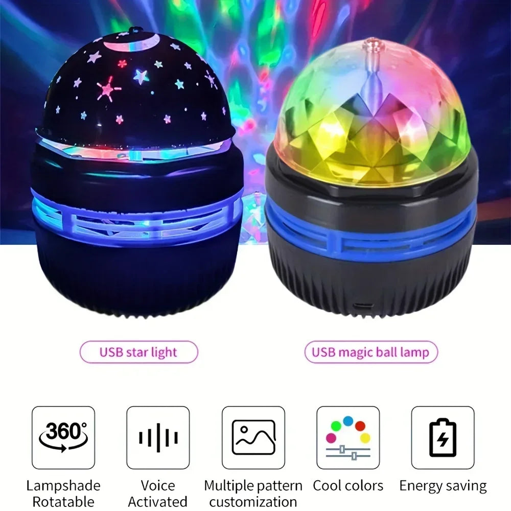 USB Galaxy Projector Light with Starry Sky, Aurora, Water Wave or Crystal Style Options, Decorative Bedroom and Party Lighting with Select Remote Versions