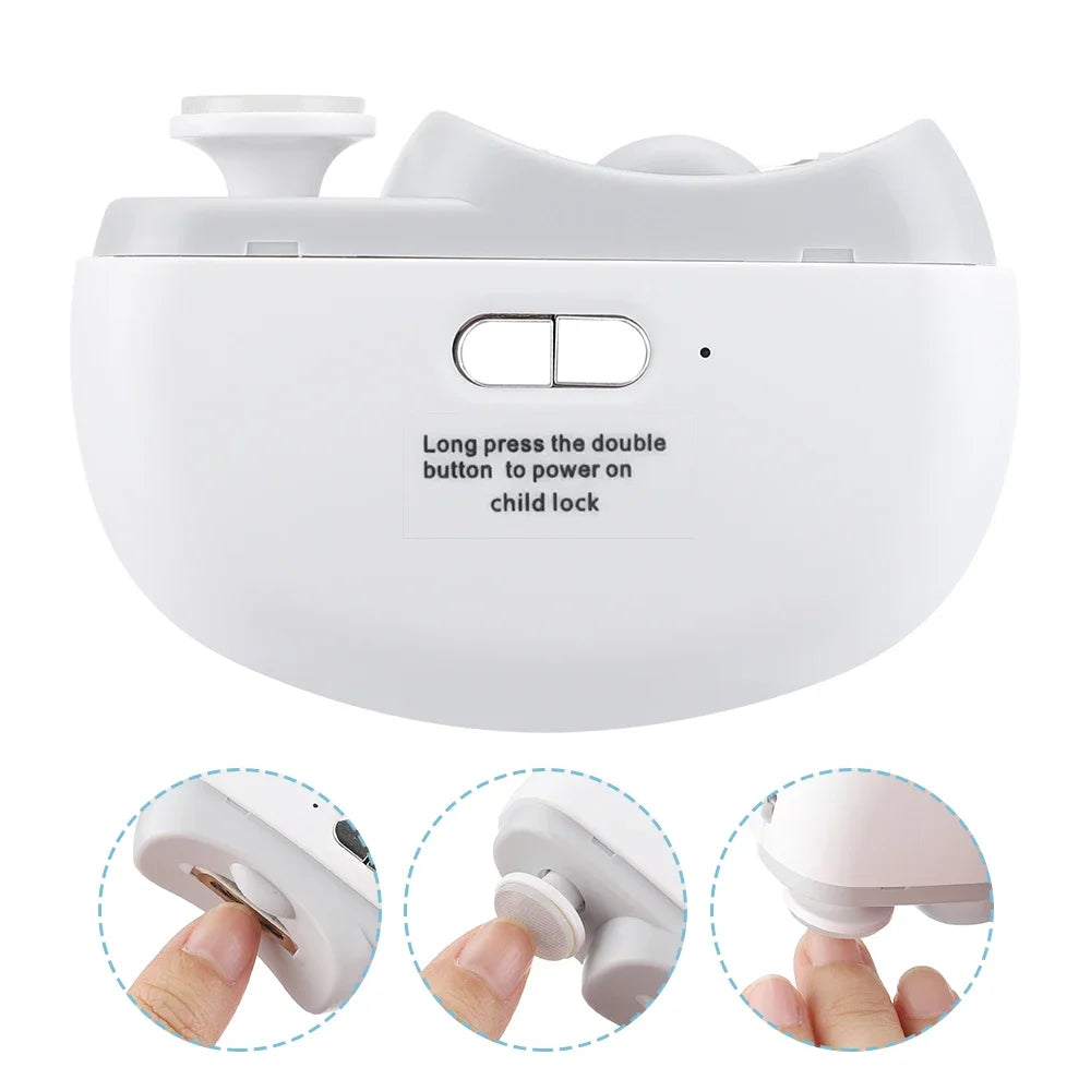 Two-Speed Electric Nail Clipper and Polisher with Auxiliary Light, Type-C Charging and Debris Compartment, White or Purple for Home Nail Care
