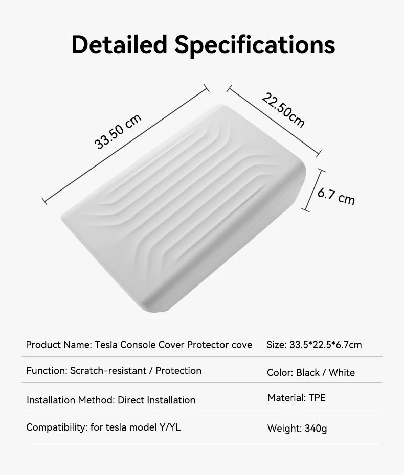 Armrest Cover for Tesla Interior Styling with TPE White, TPE Black and TPU Black Options, Model Y Juniper, YL and Model 3 Highland Labels and Bundle Choices