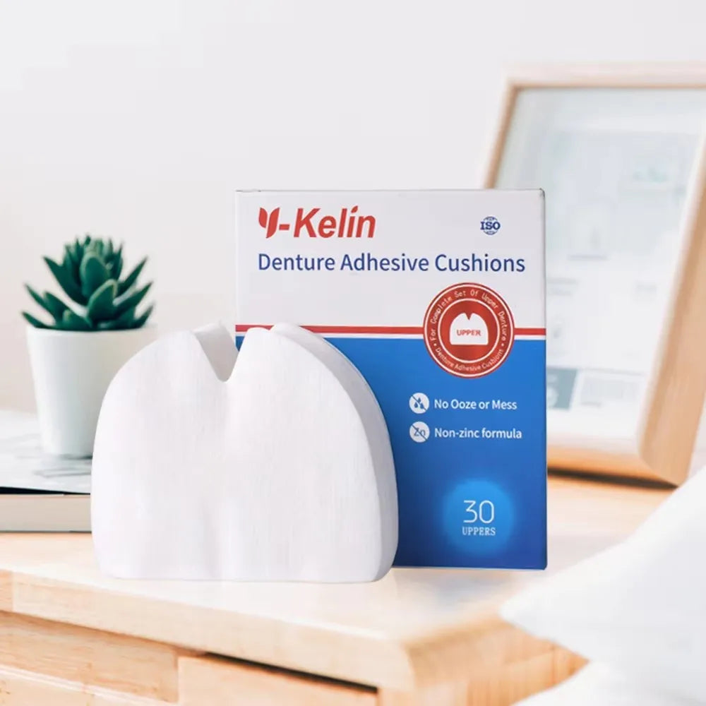 Denture Adhesive Cushion Pads by Y-Kelin, Listed Zinc-Free Strip Format with Upper or Lower Options in 1, 3 and 5-Pack Selections for Adult Denture Care