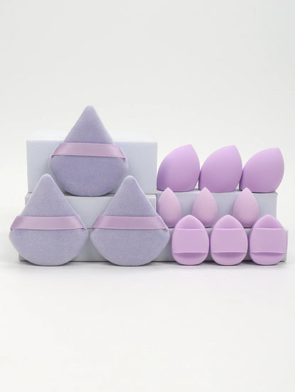 12-Piece Makeup Sponge and Powder Puff Set with Mini Air Cushion Puff and Beauty Egg References, 18 Color and Style Labels for Adult Cosmetic Application