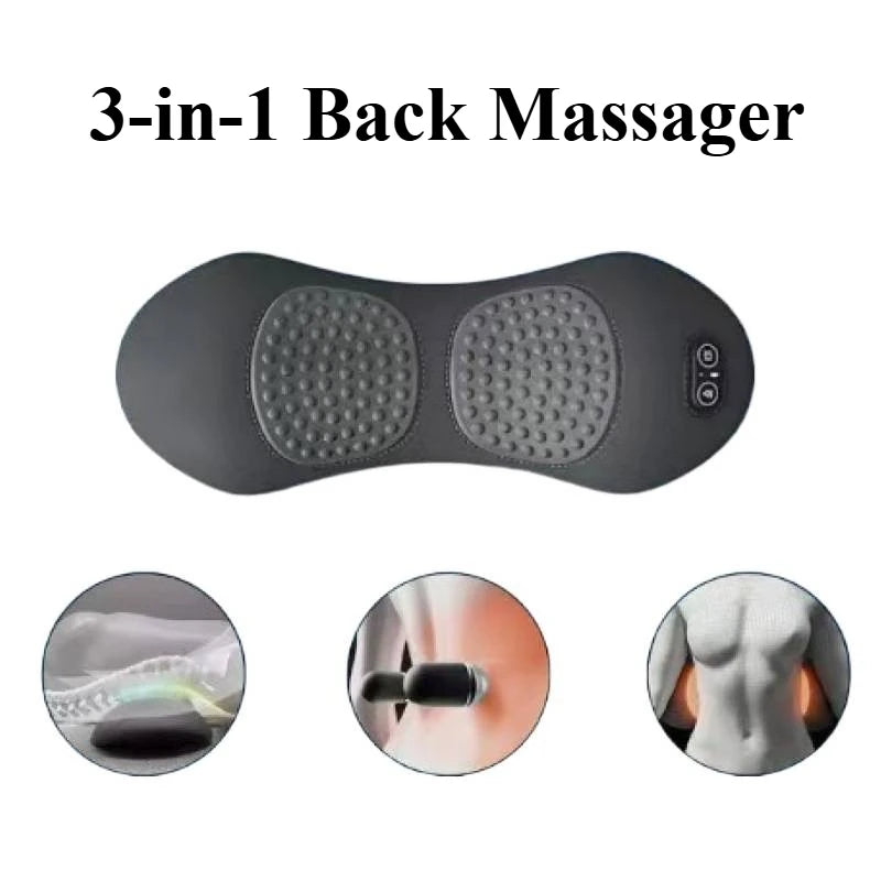 Heated Lumbar Massager with Vibration and Curved Back Support, 3-in-1 Electric Waist Pillow for Instruction-Guided Adult Home Relaxation Routines
