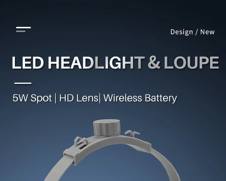 Dental Loupes with LED Headlight, 2.5X or 3.5X Binocular Magnifier with Listed 5W Light, Adjustable Brightness and Spot, US or EU Plug Options