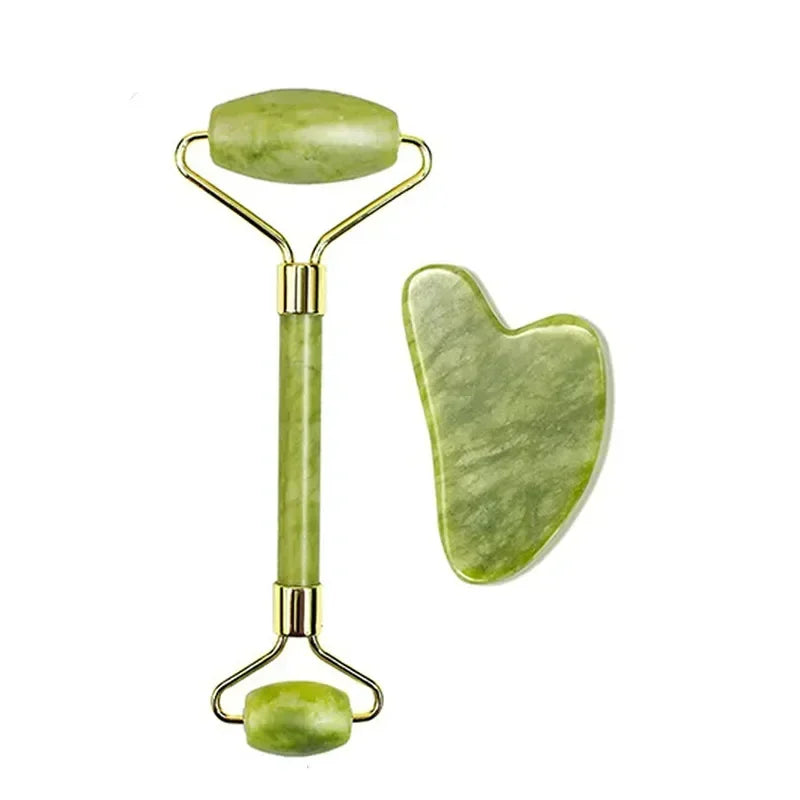 Jade Roller and Gua Sha Tool Options for Facial and Neck Massage, Manual Skincare Accessories in Individual Styles and Color-Labeled Sets for Adult Self-Care