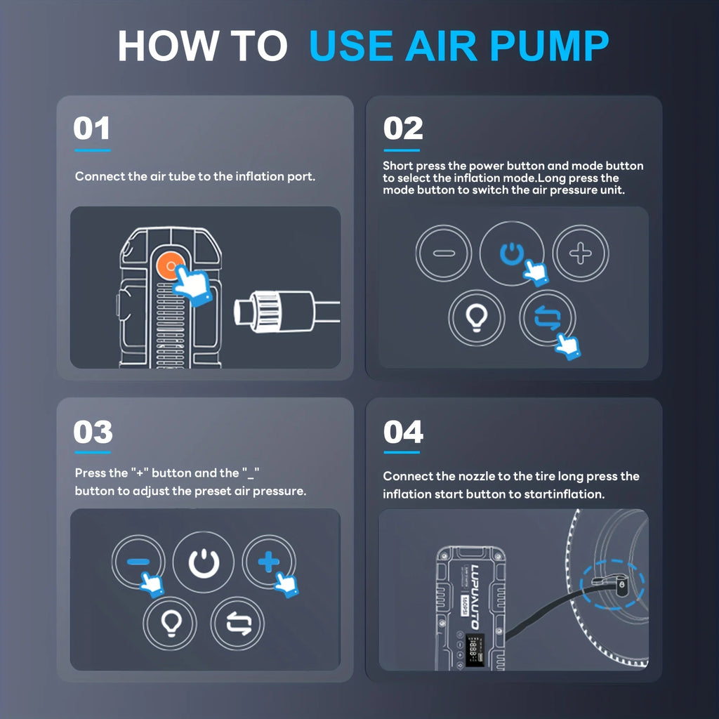 Car Jump Starter with Air Compressor and LED Light, 4000A Labeled Four-in-One Portable Unit with Power Bank Function and Listed 160 PSI Maximum Pressure