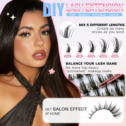 Manga Anime Lash Clusters with Wispy D Curl and 8–16mm Lengths, Reusable Individual False Eyelashes in Style F-Fairy lash c for Adult Makeup Looks