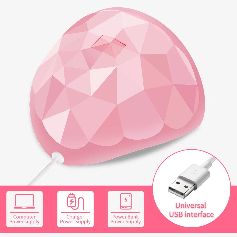 LINMANDA USB UV LED Nail Lamp in Pink with 18 LEDs and 60s or 120s Timer Settings, Compact ABS Gel Curing Tool for Compatible Fingernail and Toenail Products
