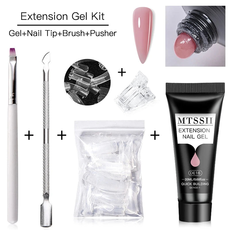 Poly Nail Extension Gel Set by Mtssii, Listed 5-Piece 20ml UV LED Curing Gel with Eight Coded Options for Adult Nail Sculpting and Manicure Designs