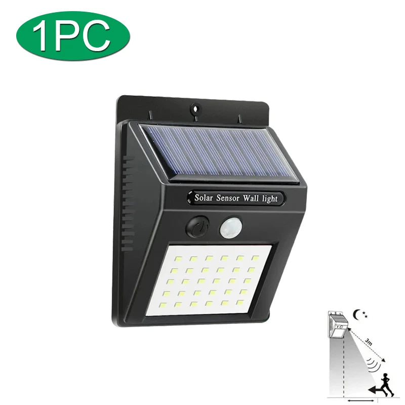 Outdoor Solar Wall Light Options for Garden Fences, Courtyards and Exterior Walls, with Listed 6-LED Non-Sensor and 30-LED PIR Motion Sensor Designs