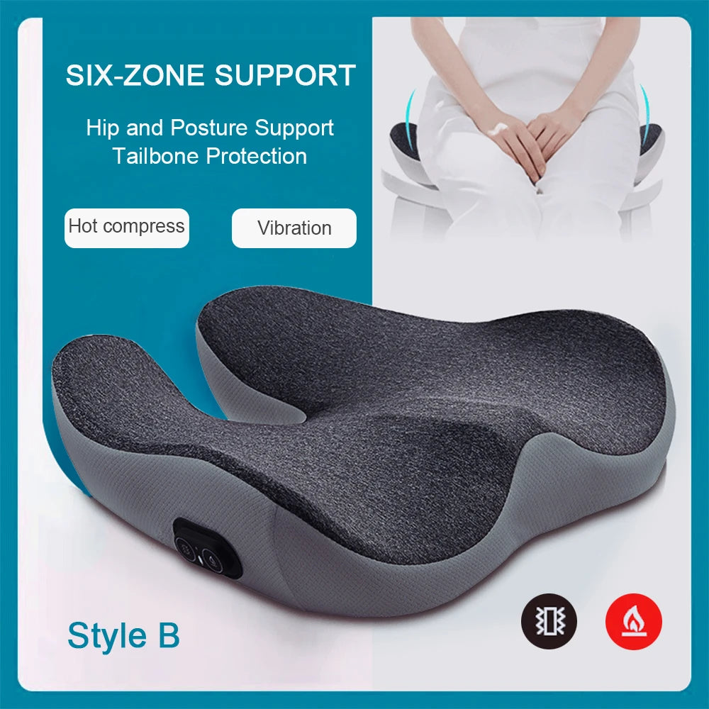 Vibration Massage Seat Cushion with U-Shaped Cutout, Three Listed Heat and Vibration Levels and Elastic Knitted Cover for Seated Home Office Comfort Breaks